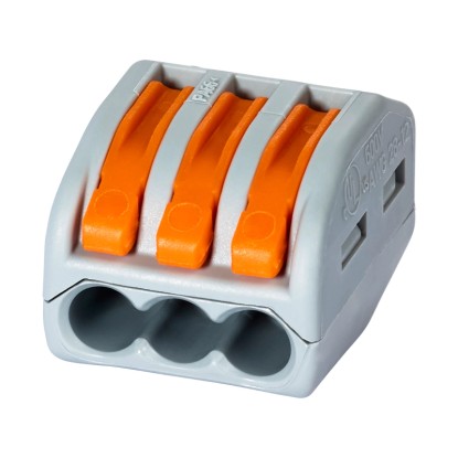WAGO Páčková spojovacia svorka 222, 3 vodiče, max. 4 mm2, 5 ks