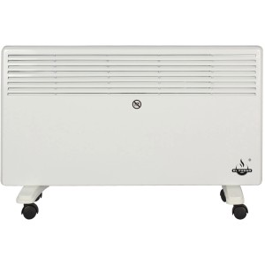 Biely mobilný konvektor El Fuego s kolieskami, výkon 2000 W.