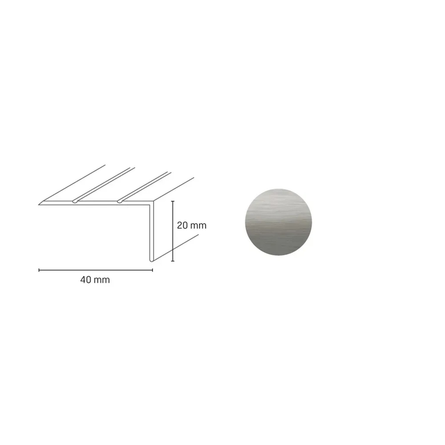 E-shop Döllken Profiles Schodová hrana DP 33 skrutkovacia 40 x 20 x 900 mm, nerezová