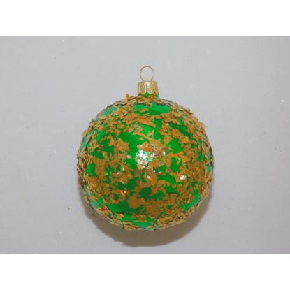 ONREX Vianočná ozdoba sklenená guľa zelená posyp pr. 8 cm