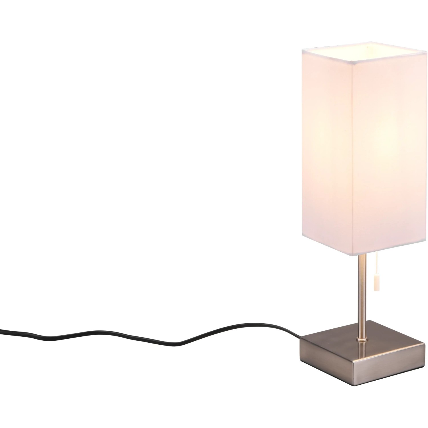E-shop REALITY Stolová lampa OLE matný nikel/biela 1 x E27 max. 25 W, 10 x 35 x 10 cm