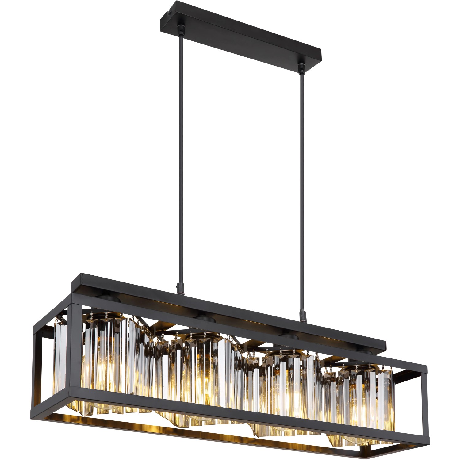 E-shop GLOBO Závesné svietidlo MATHILDE čierna/dymová E27 40 W 680 x 170 x 1200 mm