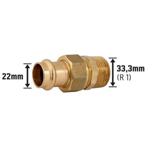 Lisovacia tvarovka: Lisovacia skrutka z červeného bronzu, Ø 22 mm x 33,3 mm (R 1), s vonkajším závitom.