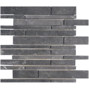 Mozaiková rohož Black Slate Bricks, 30x30 cm, z prírodného kameňa v tmavošedej farbe.