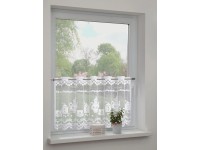 Sehlbach Vitrážová záclona so skrytými pútkami, čas kávy, biela, 140 x 60 cm