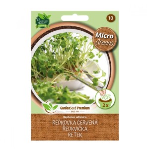 Balíček semien reďkovky červenej Microgreens, ideálny na pestovanie čerstvej zeleniny.