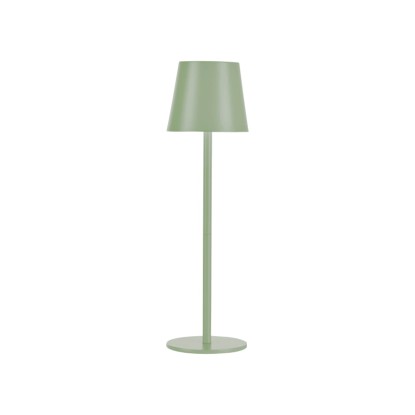 Zelená LED akumulátorová stolná lampa Euria od Just Light, výška 37 cm, pre vnútorné aj vonkajšie použitie.