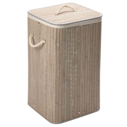 Kôš na bielizeň bambusový s vekom 35 x 35 x 57 cm