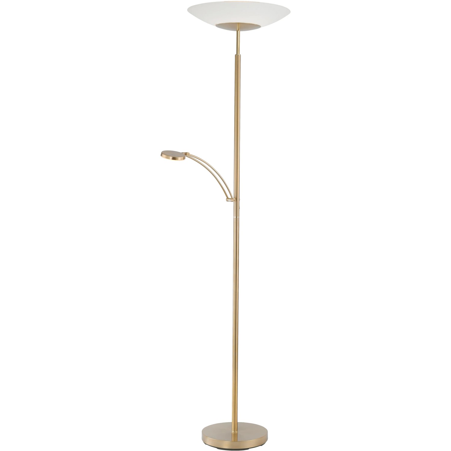 E-shop Paul Neuhaus Stojaca LED lampa Alfred s čítacím ram., 3900lm, mosadz, 43x181 cm