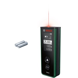 Laserový diaľkomer Bosch Zamo s batériami a USB-C. Rozsah merania až 25 m.