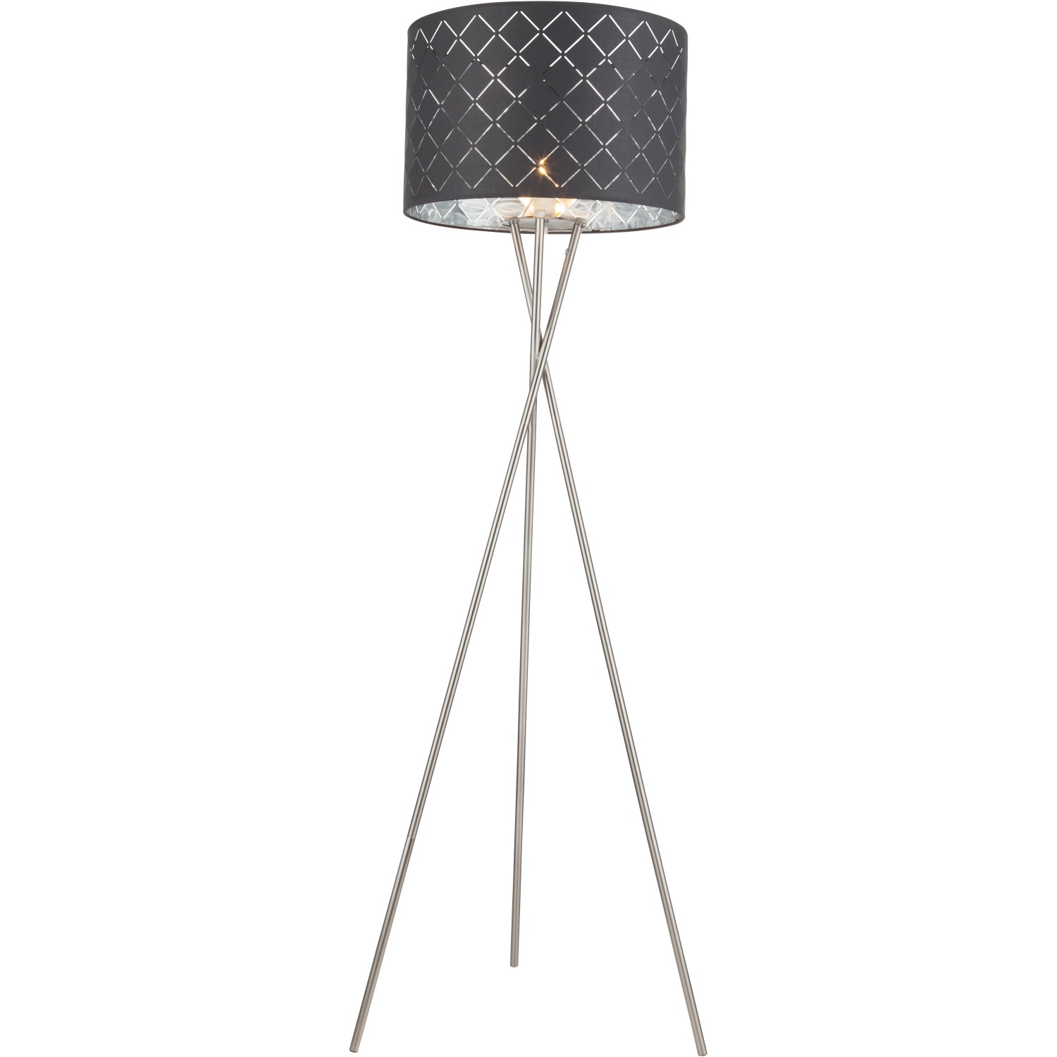 E-shop GLOBO Stojaca lampa KIDAL, E27, tmavo sivé/matný nikel, pr. 62 x 160 cm
