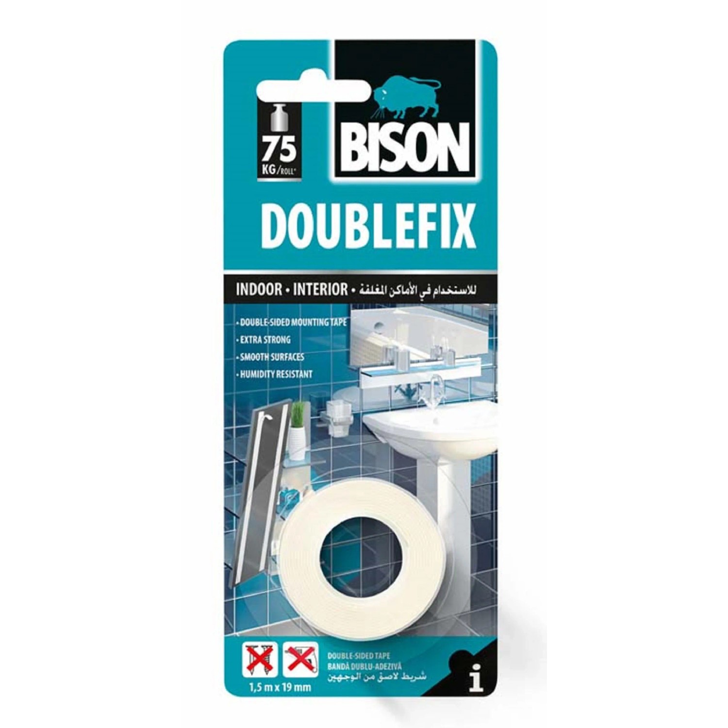 E-shop BISON Obojstranná lepiaca páska DOUBLEFIX, 1,5 m x 19 mm