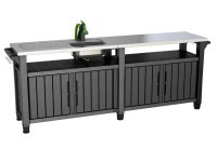 Keter Záhradný grilovací stôl Unity Chef, grafitová, 51,3 x 237 x 89,4 cm