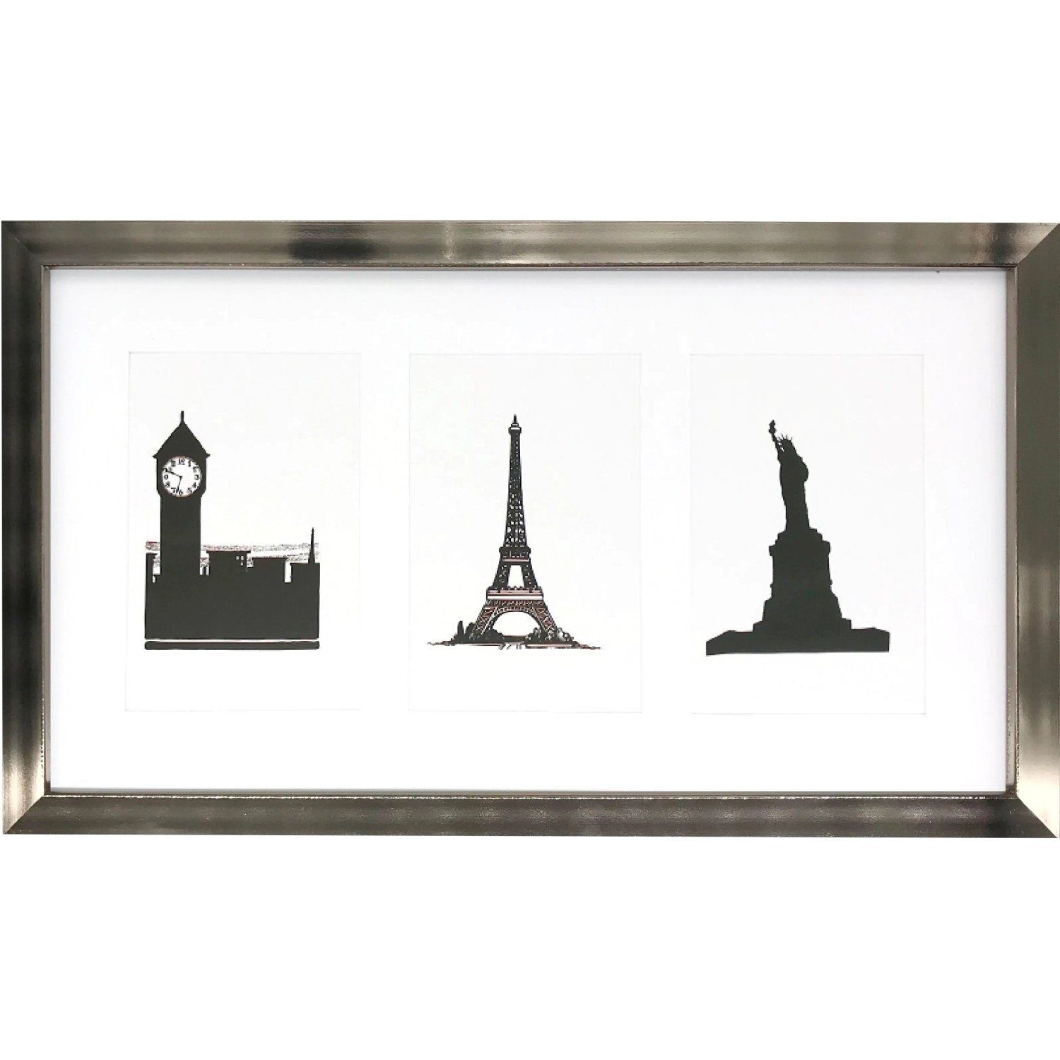 E-shop Bondecor Fotorám pre 3 fotky, strieborný 20 x 52 cm