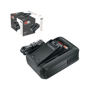 Čierna nabíjačka Bosch AL 18 V-44 s káblom. Kompaktný dizajn pre 18V akumulátory elektrického náradia.