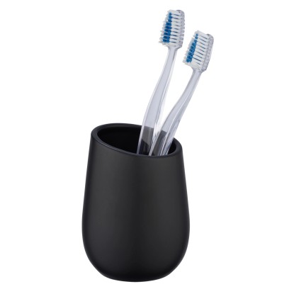 Wenko Pohár na zubné kefky Badi čierny keramika 8 x 11 x 8 cm