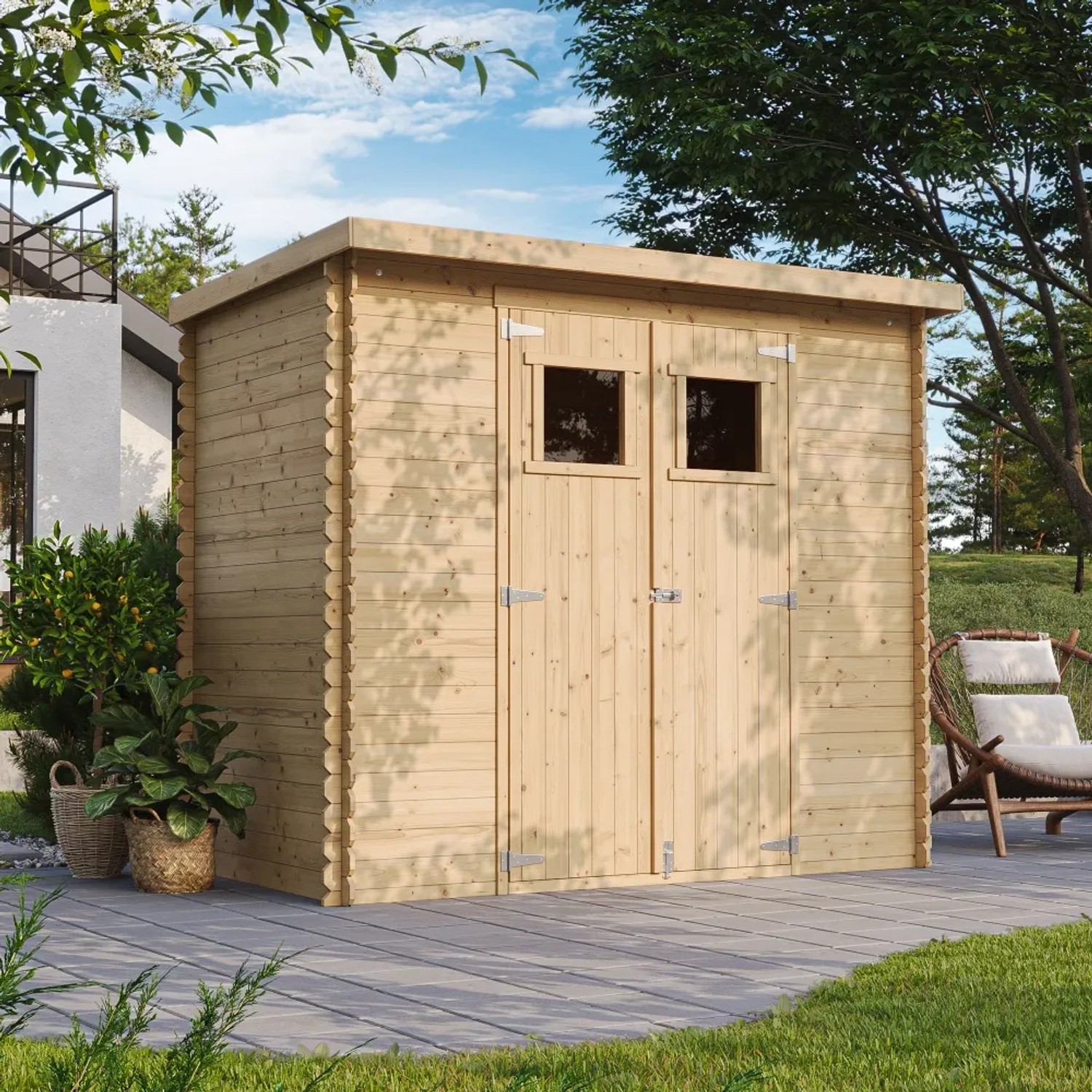 E-shop Timbela Drevený záhradný domček M310+M310G s podlahou, 118 x 223 cm