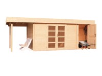 Maone Drevený záhradný domček Morat 3 s prístreškom a podlahou, 612 x 298 cm