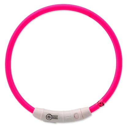 Dog Fantasy Goods LED nylonový obojok, veľ. S/M, ružový, 45 cm