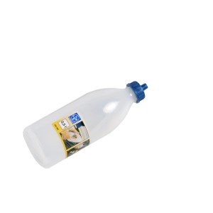Priehľadná LUX rozprašovacia fľaša, 500 ml, s modrým skrutkovacím uzáverom pre mazivá.