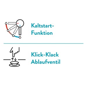Ilustrácia: Umývadlová batéria baliv s funkciou studeného štartu a výpustom click-clack.