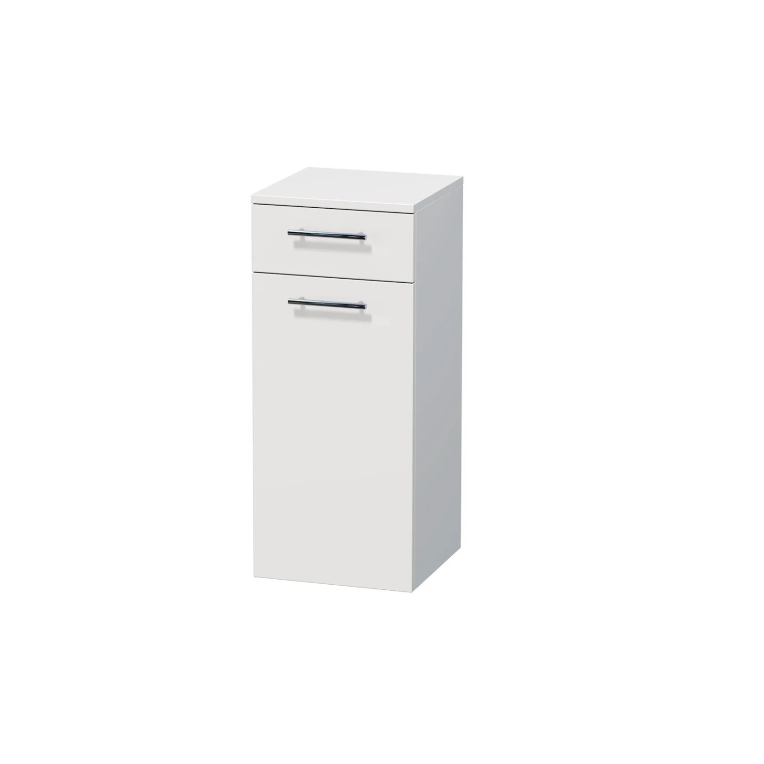 E-shop INTEDOOR Nízka skriňa BEE pravá, úchyt chróm, š. 35 cm, biela lesk
