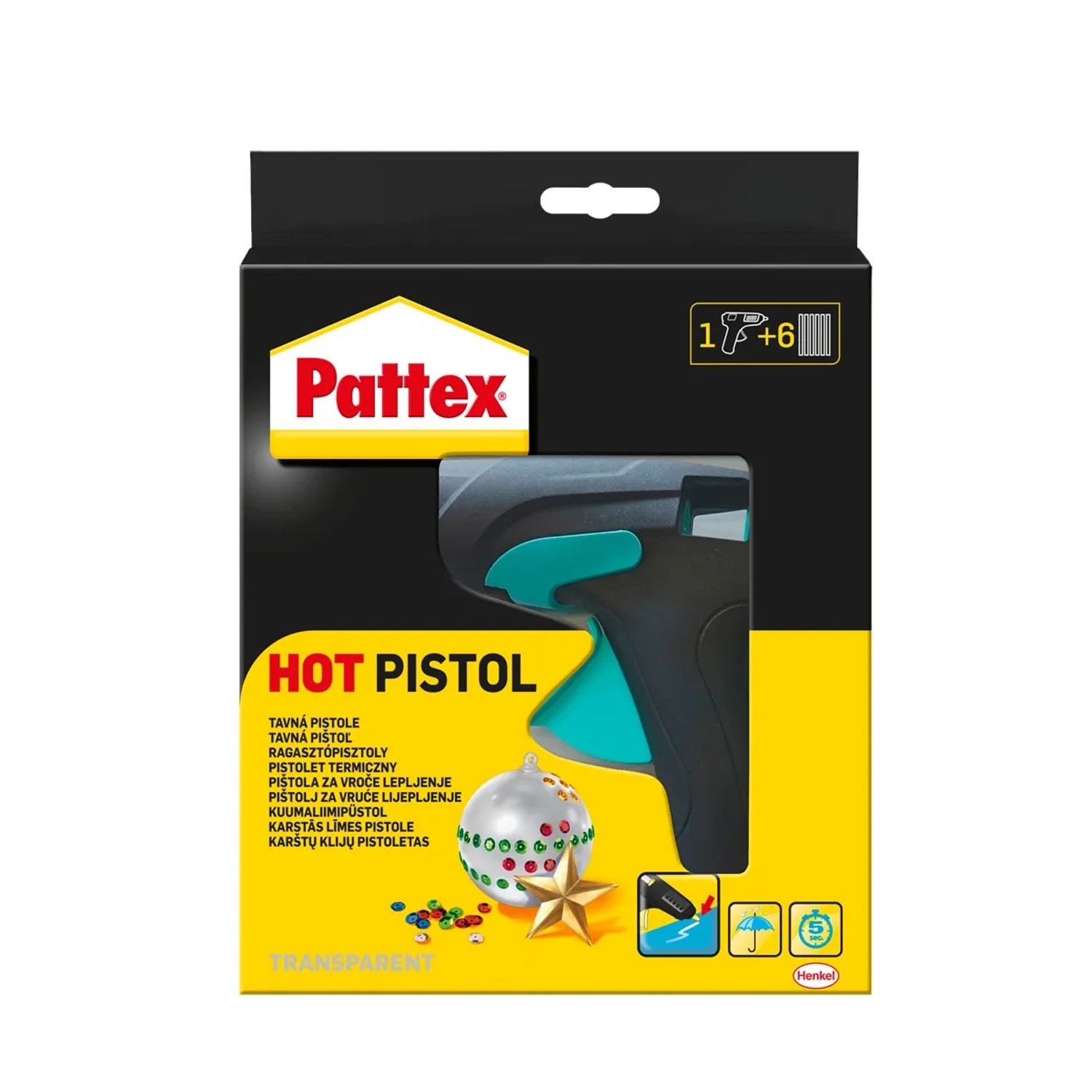 E-shop Pattex Tavná lepiaca pištoľ + 6 ks transparentných lepiacich patrol