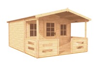 Maone Drevený záhradný domček Kika B2 s terasou a podlahou, 391 x 549 cm