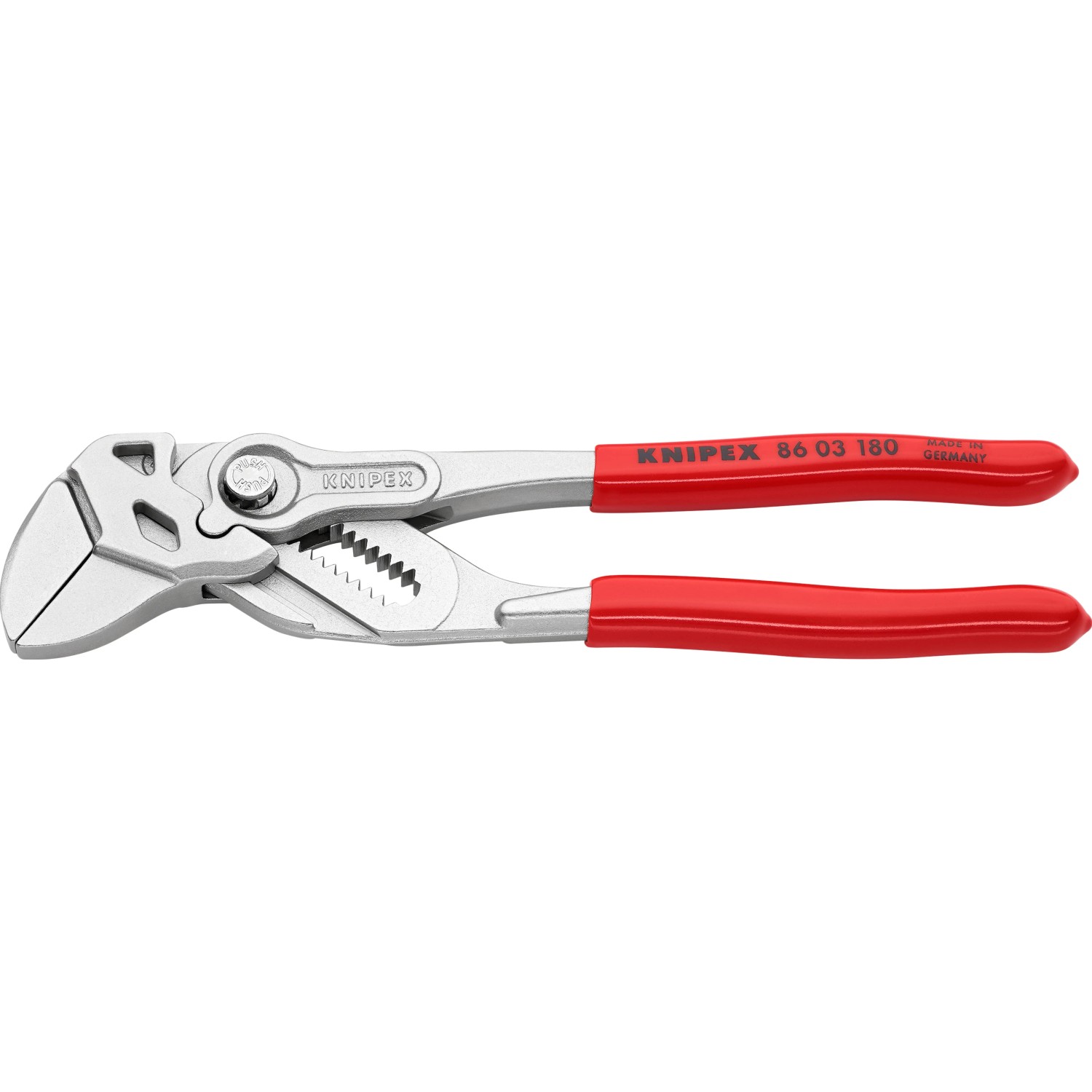 E-shop Knipex Kliešťový kľúč, chrómovaný povrch, rukoväť potiahnutá plastom, 180 mm