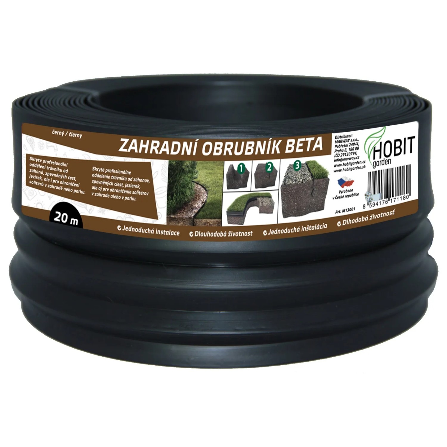 E-shop HOBIT garden Záhradný obrubník BETA čierny 12 cm x 20 m