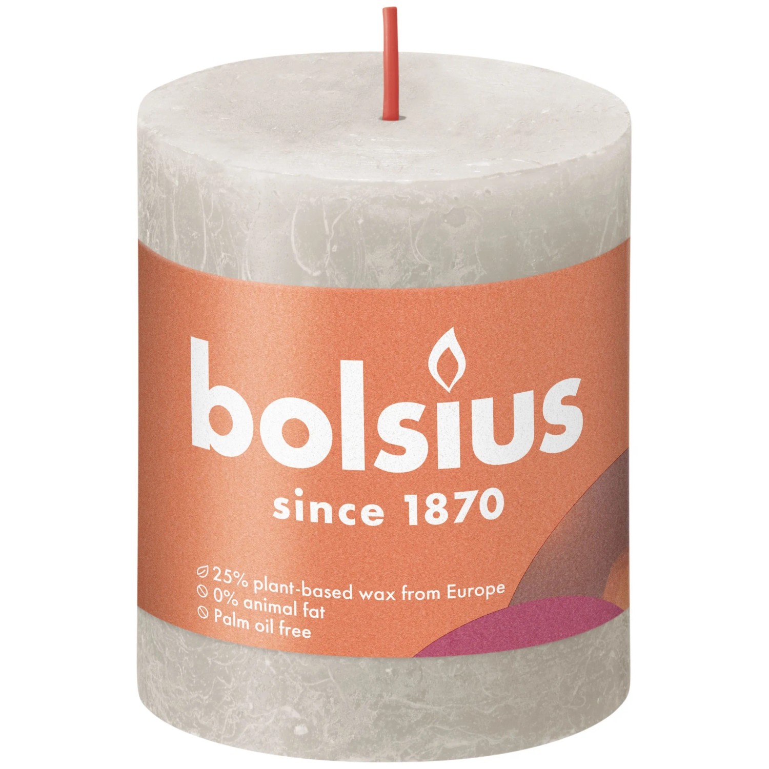 E-shop Bolsius Sviečka valcová Rustic Sandy Grey 68 x 80 mm