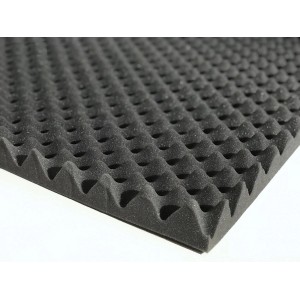 Čierny akustický panel na zvukovú izoláciu miestností s nopovou štruktúrou.