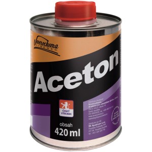 Čistič acetón v kovovej plechovke s červeným viečkom, 420 ml.