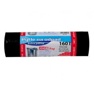 Rolka čiernych vriec na odpad, 160 litrov, extra silné. Ideálne pre domáci odpad.