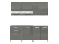 Black&White Style Kuchynská zostava Nikki lesklá grafitová, 200 cm