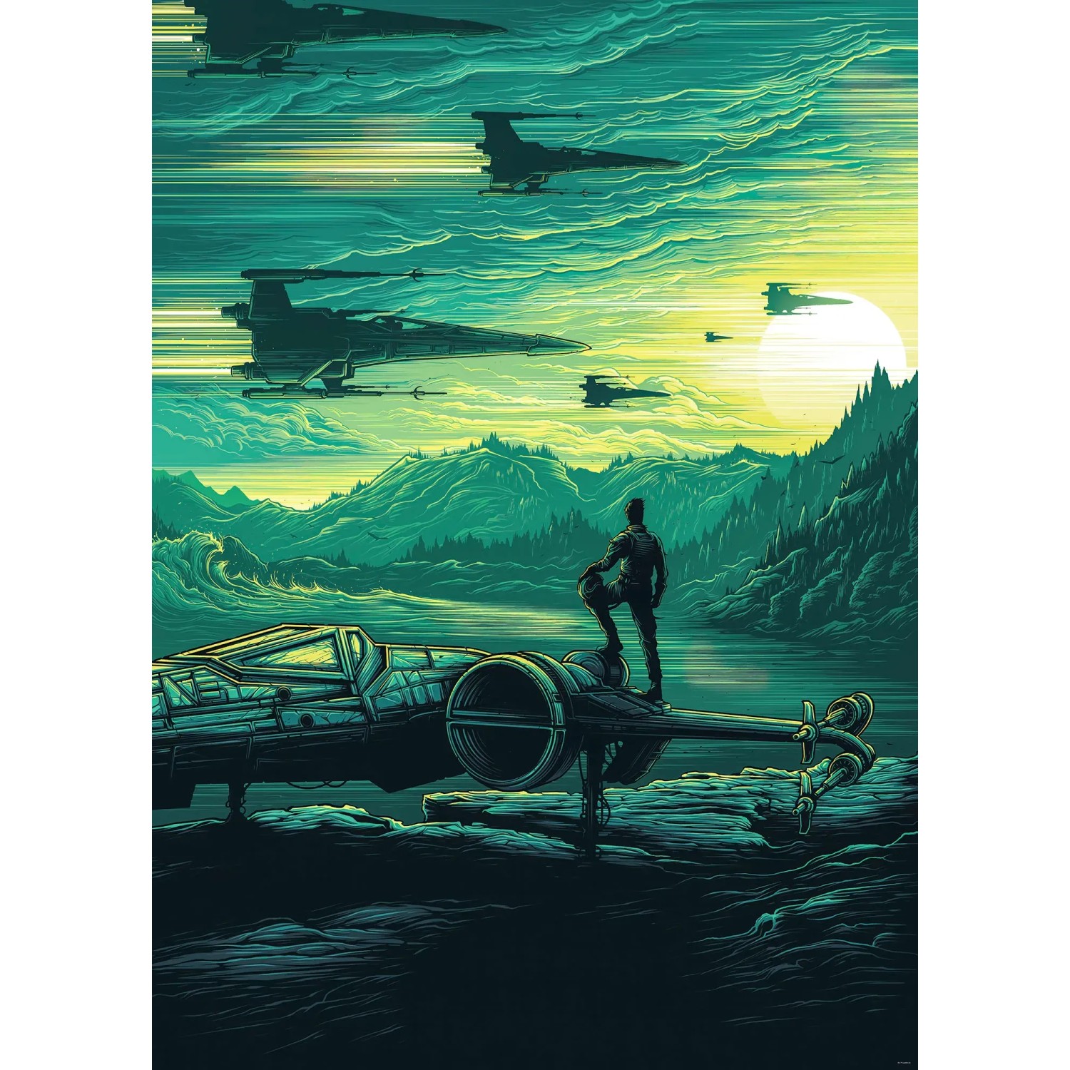 E-shop Komar Vliesová fototapeta Star Wars X-Wing Assault Takodana 200 x 280 cm