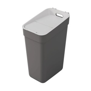 Sivý odpadkový kôš s bielym vekom. Praktický kôš do kuchyne a kúpeľne.