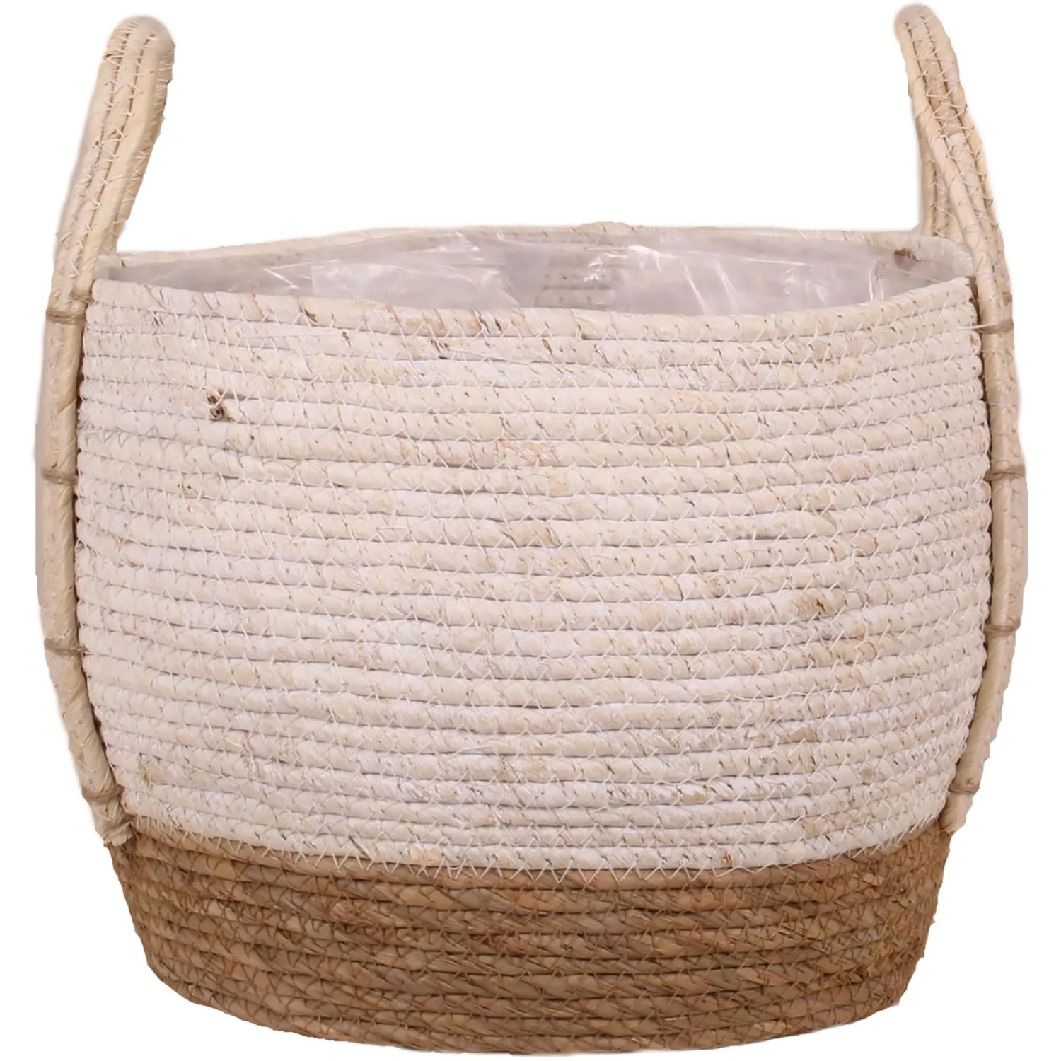 E-shop Košík s ušami zo slamy a morskej trávy biela, pr. 28 x 24 cm