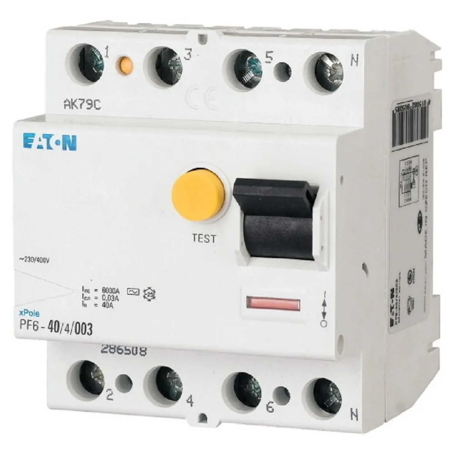 E-shop EATON Prúdový chránič PF6-40/4/003-A, typ A, 40A, 30mA, 4-pólový