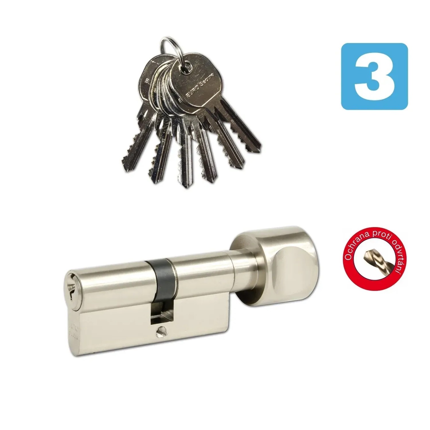 E-shop Richter Czech EURO Secure Bezpečnostná vložka 30/40K, 6 kľúčov, matný nikel