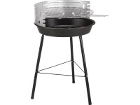 Gril na drevené uhlie okrúhly čierno-strieborný 56 cm x priemer 36,5 cm