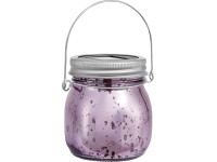 Dekoratívna solárna LED sklenená lampáš, IP44, purpurová, pr. 8 x 9 cm