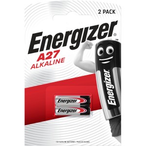 Balenie 2 alkalických špeciálnych batérií Energizer A27, 12V pre elektroniku.