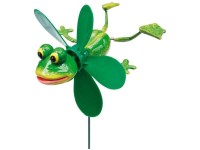 Dekoratívny záhradný zápich Fun Spinner žaba s veterníkom, 48 cm, 1 ks