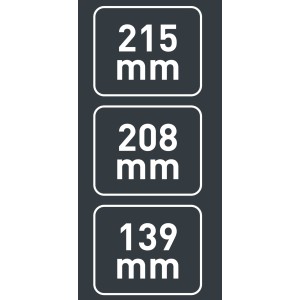 Sada nožníc: Údaje o veľkosti 139 mm, 208 mm, 215 mm.