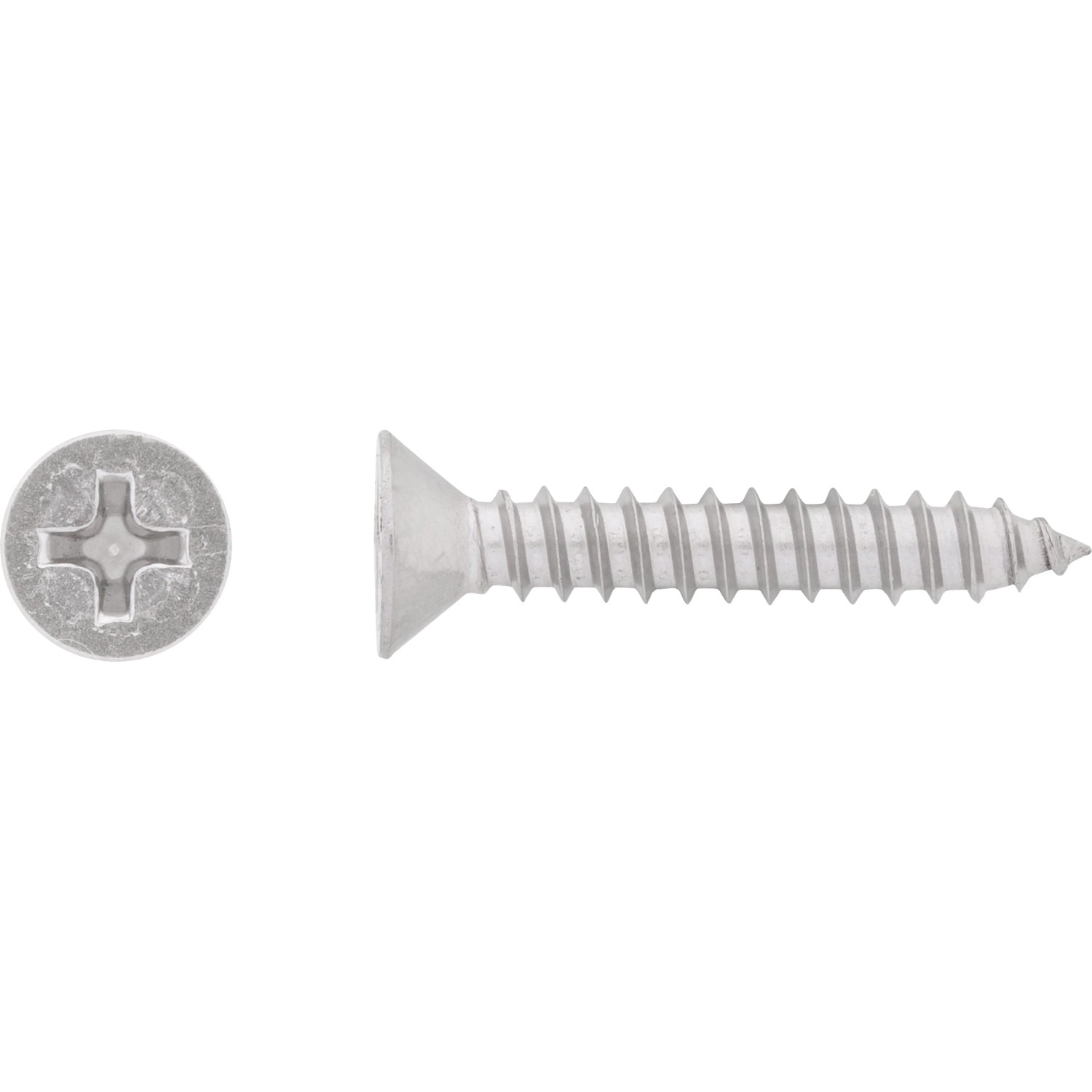 E-shop Skrutka do plechu so zápustnou hlavou PH2 plný závit oceľ A2 4,8 x 38 mm, 12 ks