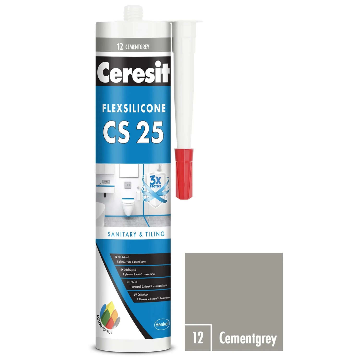E-shop CERESIT CS 25 Sanitárny silikón 12 Cementgrey 280 ml