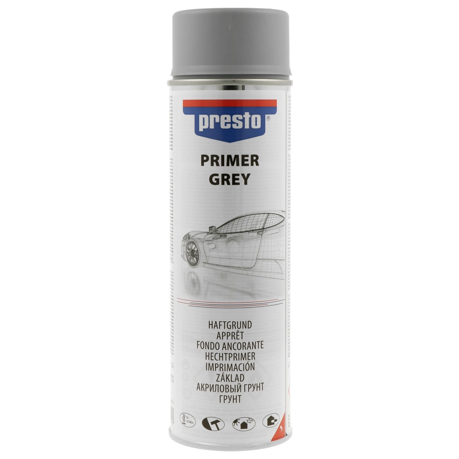 E-shop Presto lak v spreji - základná náterová farba 500 ml sivá