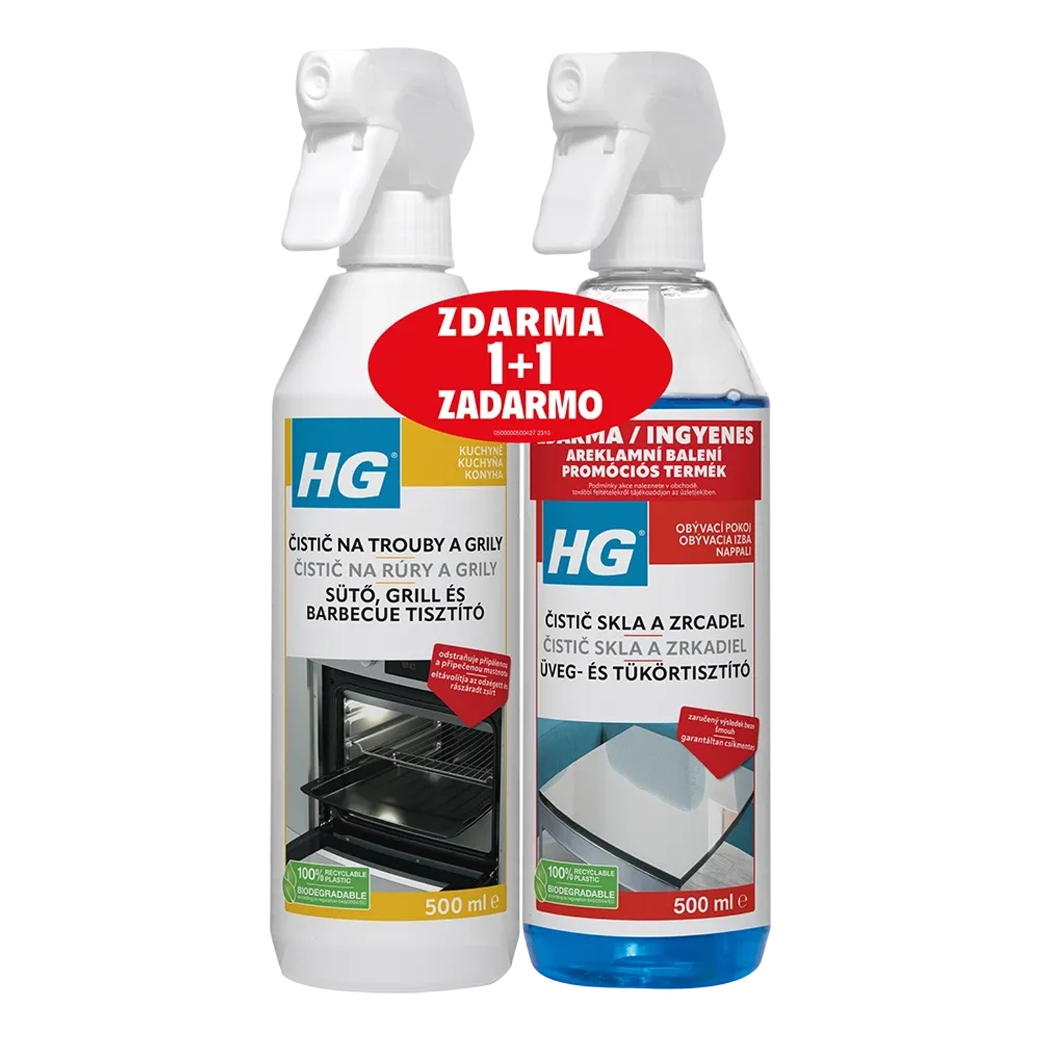 E-shop HG Čistič na rúry a grily 500 ml + HG čistič skla a zrkadiel 500 ml