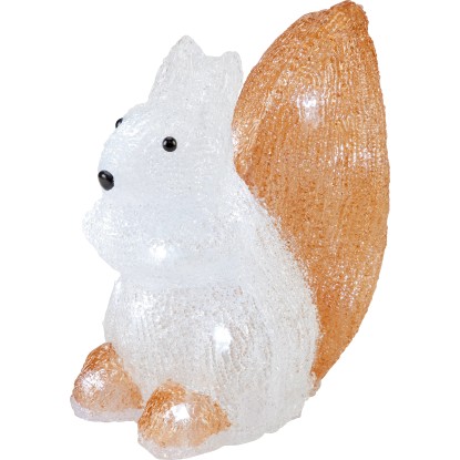 Akrylová veverička LED bielo-hnedá